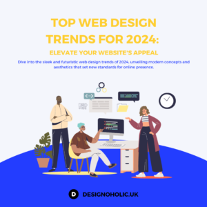 Illustration of sleek and futuristic 2024 web design trends, setting new standards for modern online presence.